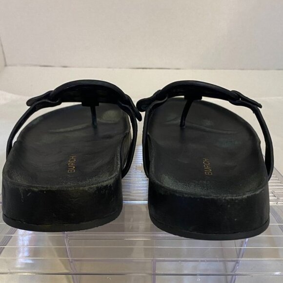 Tory Burch Miller Cloud Leather Logo Thong Sandals Black Slip-On Slides 8 - Picture 4 of 11